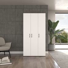 Ugi 3 Kapaklı Beyaz Elbise Dolabı / Toparlayıcı / Çok Amaçlı Dolap 90