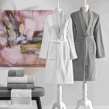 Taç Yeni Sezon Pure Cotton Classic Aile Seti Nora ( Beyaz-Koyu Gri )