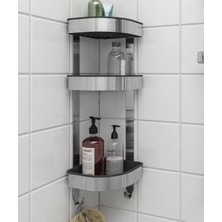 3 Katlı Köşe Banyo Rafı 19X19X58 cm Ikea Duvara Monte Askılı Duş Sepeti Paslanmaz Çelik Raf