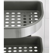 3 Katlı Köşe Banyo Rafı 19X19X58 cm Ikea Duvara Monte Askılı Duş Sepeti Paslanmaz Çelik Raf