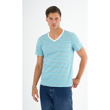 Alexandergardı V Yaka Çizgili T-Shirt