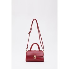 SHAKA Kırmızı SHK109 Suni Deri Çıtçıtlı Ayarlanabilir Askılı Kadın El, Kol ve Omuz Çantası U:11 E:19 G:7 cm