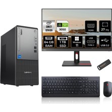 Lenovo Thinkcentre Neo 50T Gen 5 Intel Core I7 13700 64GB 1tb SSD RTX3050/6GB 27" Fhd Monitör Windows 11 Home Masaüstü Bilgisayar & Per4 USB Bellek 12UB000LTRMNT3373
