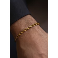 Erkek Paslanmaz Çelik 17+5 cm Gold Bileklik Eşref Tek Bilekliği