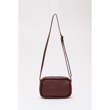 Bordo Shk62 Tek Bölmeli Suni Deri Ayarlanabilir Askılı Fermuarlı Çapraz Omuz Çantası