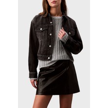 Calvin Klein Pamuklu Regular Fit Kısa Kot Ceket LV047B741GRDD Bayan Kot Ceket LV047B741G Rdd