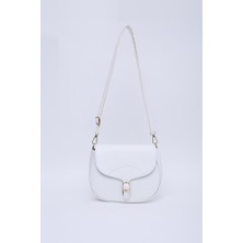 SHAKA Beyaz SHK17 Suni Deri, Tek Bölmeli, Çıtçıt Kapama, Ayarlanabilir Askılı,el, Kol ve Omuz Çantası