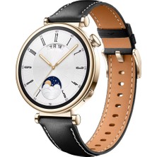 Huawei Watch Gt5 41MM Ile Uyumlu Starlight Gold Metal Tokalı Deri Zarif Şık Kordon
