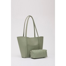 Shaka Mint Yeşili Shk80 Önü Cepli Çıtçıtlı Makyaj Çantalı  Deri Büyük Boy Kol Ve Omuz Çantası U:26 E:40 G:8 Cm