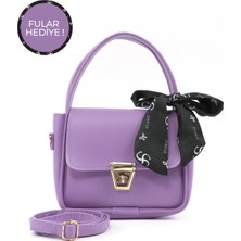 Lila SHK235 Suni Deri Tek Bölmeli Fular Hediyeli El Kol ve Omuz Çantası