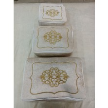 Çeyizlik Kadife Gold Işlemeli Sırma Desen 3`lü Bohça Nişan Gelin Damat Hurcu