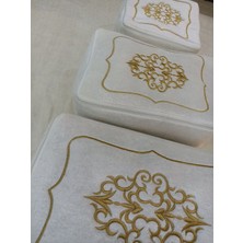 Çeyizlik Kadife Gold Işlemeli 3`lü Bohça Nişan Gelin Damat Hurcu