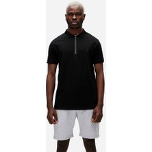 Bad Bear Cord Siyah Polo Yaka Fermuarlı Erkek T-Shirt