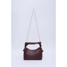 SHAKA Bordo SHK24 Orjinal Soft Deri Düğüm Detaylı Zincir Askılı El ve Omuz Çantası U:14 E:22 G:8 cm