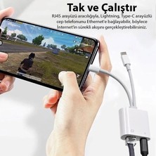 Cepte Toptan Ally Type-C To Lightning RJ45 Dönüştürücü Adaptör Ethernet KABLOSU-(1903) - CPTD5253-9982