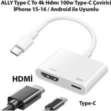 Cepte Toptan Ally Type C To 4K Hdmı 100W Type C Çevirici Iphone 15 Iphone 16 ANDROID-(1903) - CPTD7112-6773