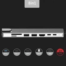 Cepte Toptan Ally 8 Port USB 8in1 3.0 Type-C HDMI 3xusb+2 Pd) RJ45 Hub Adaptör Çoklayıcı Tf S - CPTD4398-836