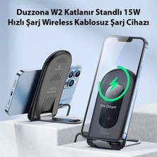 Duzzona W2 Katlanır Standlı 15W Hızlı Şarj Wireless Kablosuz Şarj CIHAZI-(577 - KRM3694-9466