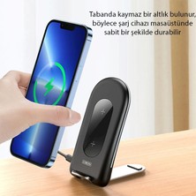 Duzzona W2 Katlanır Standlı 15W Hızlı Şarj Wireless Kablosuz Şarj CIHAZI-(577 - KRM3694-9466