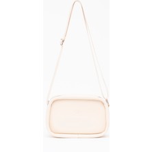 Krem Shk62 Tek Bölmeli Suni Deri Ayarlanabilir Askılı Fermuarlı Çapraz Omuz Çantası