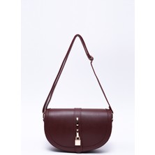 Shaka Bordo Shk92 Kilit Detaylı  Deri Tek Bölmeli Çıtçıtlı El, Kol Ve Omuz Çantası U:15 E:25 G:6 Cm