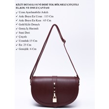 Shaka Bordo Shk92 Kilit Detaylı  Deri Tek Bölmeli Çıtçıtlı El, Kol Ve Omuz Çantası U:15 E:25 G:6 Cm