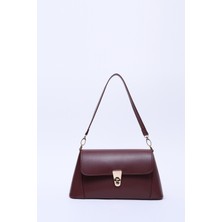 SHAKA Bordo SHK153 Suni Deri Kilit Detaylı Standart Askılı Tek Bölmeli El, Kol ve Omuz Çantası U:15 E:29 G:9 cm