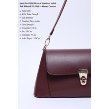 SHAKA Bordo SHK153 Suni Deri Kilit Detaylı Standart Askılı Tek Bölmeli El, Kol ve Omuz Çantası U:15 E:29 G:9 cm