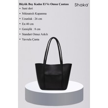 Siyah Shk80 Önü Cepli Çıtçıtlı Makyaj Çantalı Suni Deri Büyük Boy Kol ve Omuz Çantası