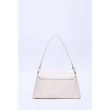 SHAKA Krem SHK153 Suni Deri Kilit Detaylı Standart Askılı Tek Bölmeli El, Kol ve Omuz Çantası U:15 E:29 G:9 cm