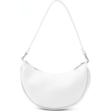 SHAKA Beyaz SHK26 Tek Bölmeli Suni Deri El ve Omuz Çantası U:12 E:26 G:6 cm