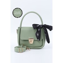 Mint Yeşil SHK235 Suni Deri Tek Bölmeli Fular Hediyeli El Kol ve Omuz Çantası