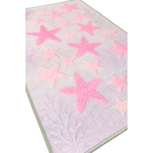 The Reef Design Pembe Deniz Yıldızı Desenli Halı Dijital Baskılı Kaymaz Tabanlı Yıkanabilir Çocuk/bebek Halısı