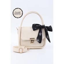 Krem SHK235 Suni Deri Tek Bölmeli Fular Hediyeli El Kol ve Omuz Çantası