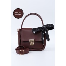 Bordo SHK235 Suni Deri Tek Bölmeli Fular Hediyeli El Kol ve Omuz Çantası