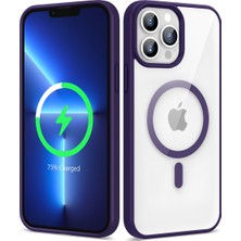 Cep Plus Apple iPhone 13 Pro Max Kılıf Magsafe Wireless Şarj Özellikli Silikon Cppl Ege Kapak-Derin Mor