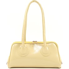 Sarı SHK227 Kırışık Dokulu,suni Deri, Fermuarlı ,tek Bölmeli ,askılı El, Kol ve Omuz Çantası