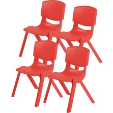 4'lü Set Büyük Şirin Çocuk Sandalyesi Kırmızı