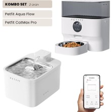 Petfit Aqua Flow Wifi Akıllı Bataryalı Otomatik Kedi Köpek Su Pınarı Çeşmesi Şelalesi+Petfit Catmax Pro 5l Wi-Fi Kameralı Akıllı Otomatik Mama Kabı Besleme Ünitesi Bundle