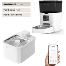 Petfit Aqua Flow Wifi Akıllı Bataryalı Otomatik Kedi Köpek Su Pınarı Çeşmesi Şelalesi+Petfit Feline Prime 3l Wi-Fi Kameralı Akıllı Otomatik Mama Kabı Besleme Ünitesi Bundle