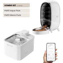 Petfit Aqua Flow Wifi Akıllı Bataryalı Otomatik Kedi Köpek Su Pınarı Çeşmesi Şelalesi+Petfit Meow Pure 3l Wi-Fi Kameralı Akıllı Otomatik Mama Kabı Besleme Ünitesi Bundle