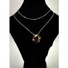 Gold Renk Zincir Figürlü Kararmaz Özel Tasarım Kolye