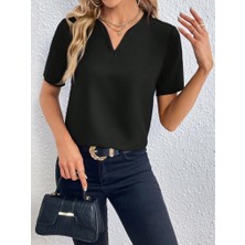 Arben Boutique Kadın Kısa Kollu V Yakalı Ithal Krep Elbise