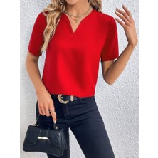 Aisha Elbise Kadın Kısa Kollu V Yakalı Ithal Krep Elbise