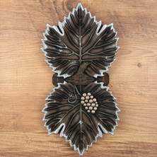 Asma Yaprağı Şıklığı – 3 Lü Set Dekoratif Sunumluk & Çerezlik Tabak (30 x 15 Cm)