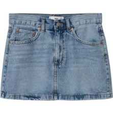 Mango Kot Denim Etek Mini