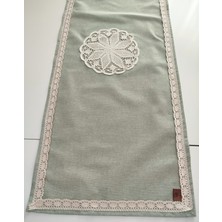 Naturel Organik El Işi Nakışlı Otantik Yumuşak %100 Pamuklu Keten Güpürlü Runner 45X115 cm