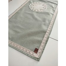 Naturel Organik El Işi Nakışlı Otantik Yumuşak %100 Pamuklu Keten Güpürlü Runner 45X115 cm