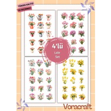 4'lü Lale Sticker Set Ajanda Bullet Journal Set A032