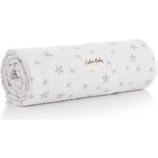 Caline Baby 4 Kat Jakarlı Müslin Battaniye 110X110CM - Yıldız Desen Mint
